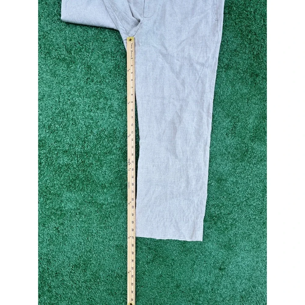 Berle Mens Linen Dress Pants Tan Flat Front‎ Gingham Lining Size 40